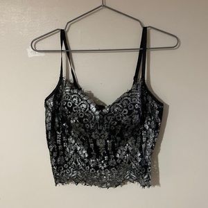 Black and silver lace tank top